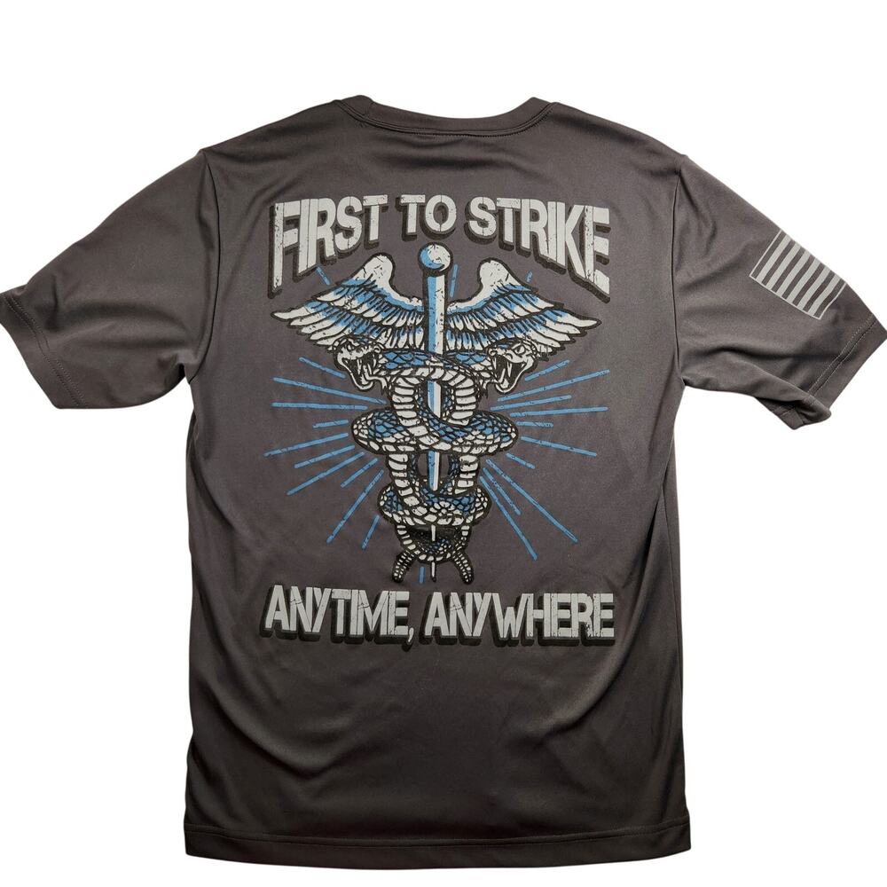 US ARMY Medical Gray Delta Company Diamondbacks Snake Athletic Tee Shirt - XS